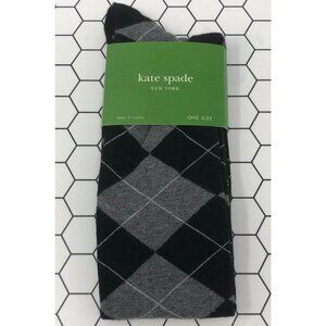 Kate Spade Socks Womens O/S Knee High Black Gray Argyle Pink Cotton Blend NWT
